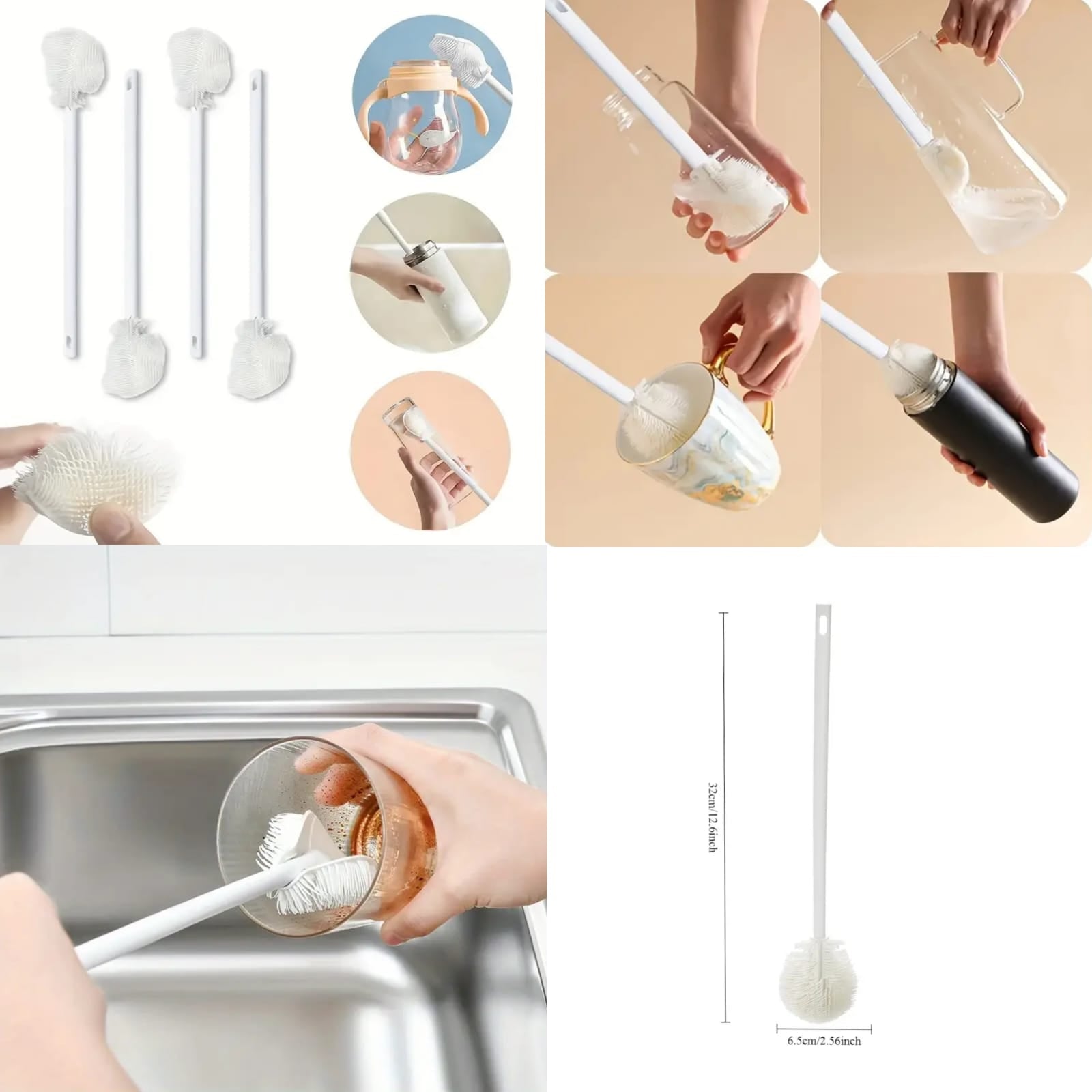 Multifunctional Silicone Bottle Brush - Eco-Friendly, Flexible, and Durable Cleaning Brush for Bottles, Cups, and Kitchenware | Soft Bristles, Long Handle
