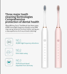 Sonic Electric Toothbrush for Adults IPX7 Waterproof DuPont Brush Head USB Rechargeable High Frequency Cleaning 6 Cleaning Modes