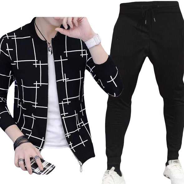 Long life Genuine full sleeves T shirt For Boys | Stay Stylish with a Black Lining Printed Zipper Jacket