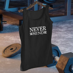 NEVER MIND Design - Black Jersey Printed Gym Sando Tanks Top For Men | Workout Tank top gym shirts for men | Sleeve-Less Shirt