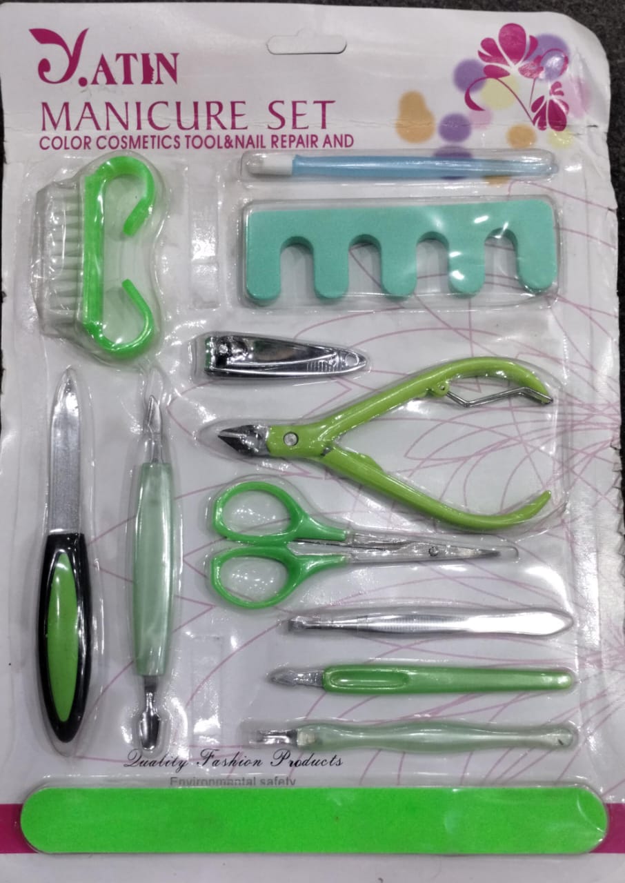 Yatin Professional Manicure Set with Color Cosmetics Tools and Nail Repair Essentials â€“ All-in-One Grooming Kit for Nail Care, Makeup Application, and Nail Treatment â€“ Portable and Durable for Home or Travel Use