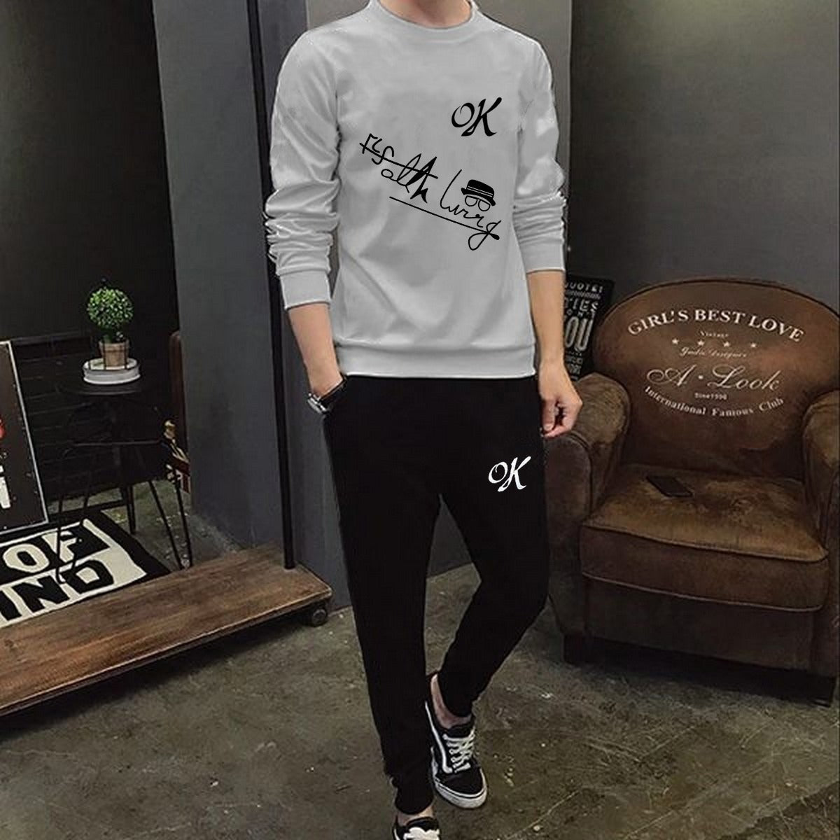 Soft and Comfortable Fabric T Shirt &amp; Trouser For Men Printed Tracksuit top quality | ( OK ) Printed Trouser &amp; Printed Shirt