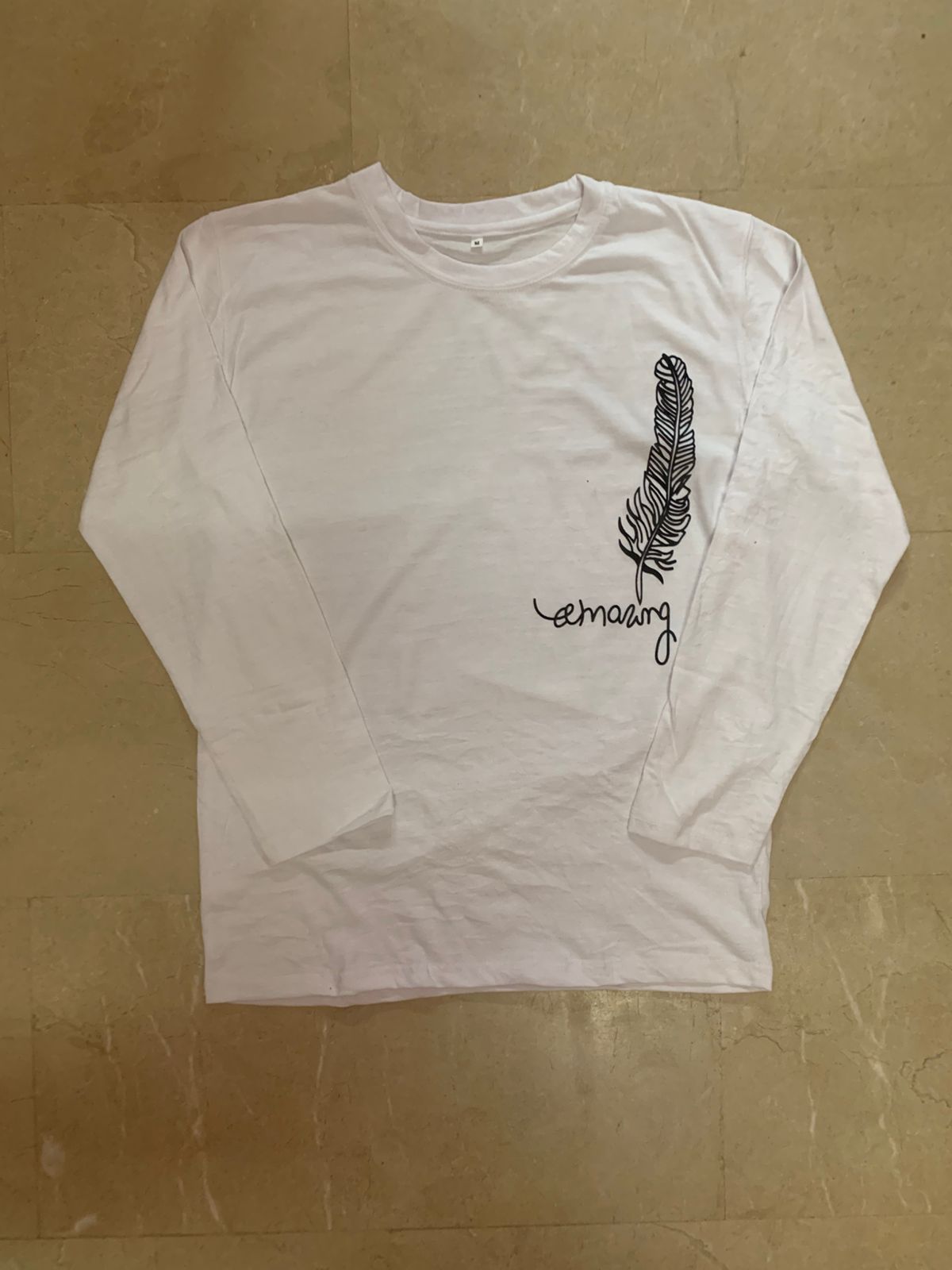 Men's Stylish Leaf Print Full Sleeves T-Shirt - Latest Designer Summer Collection | Premium Stitched Party &amp; Casual Wear for Him - White