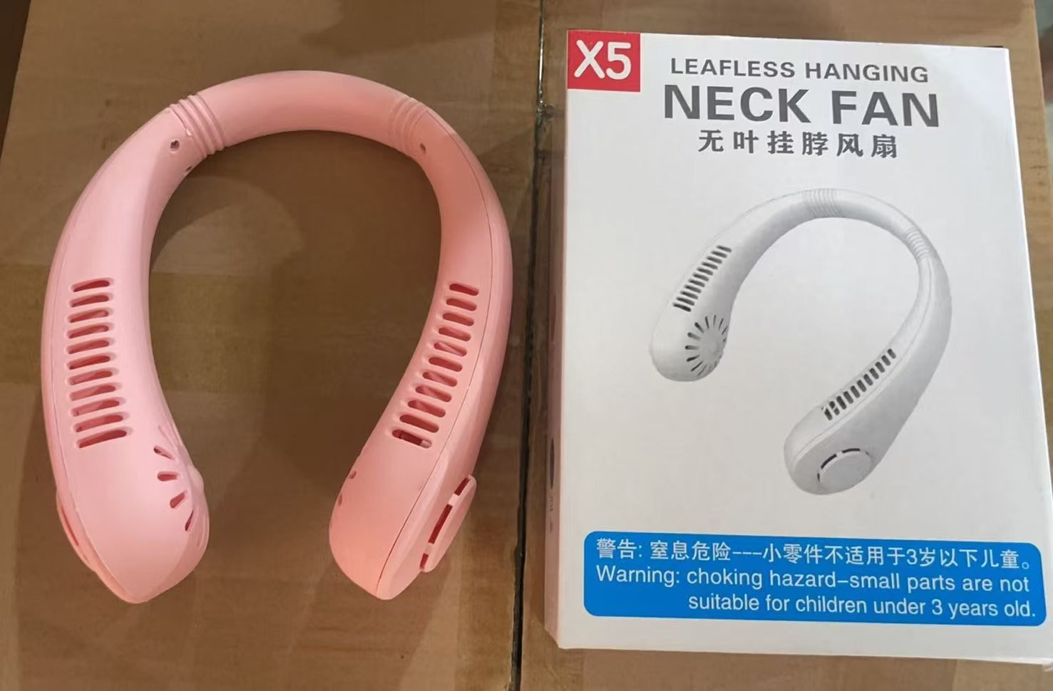 X5 Leafless Hanging Neck Fan with Adjustable Neck Band - Portable Rechargeable Neck Fan - Neck Fan For Summer (Random Color)