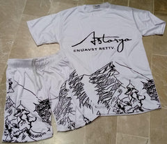 Summer white Astarya Tracksuit ( Tshirt + short) Fabric Polister