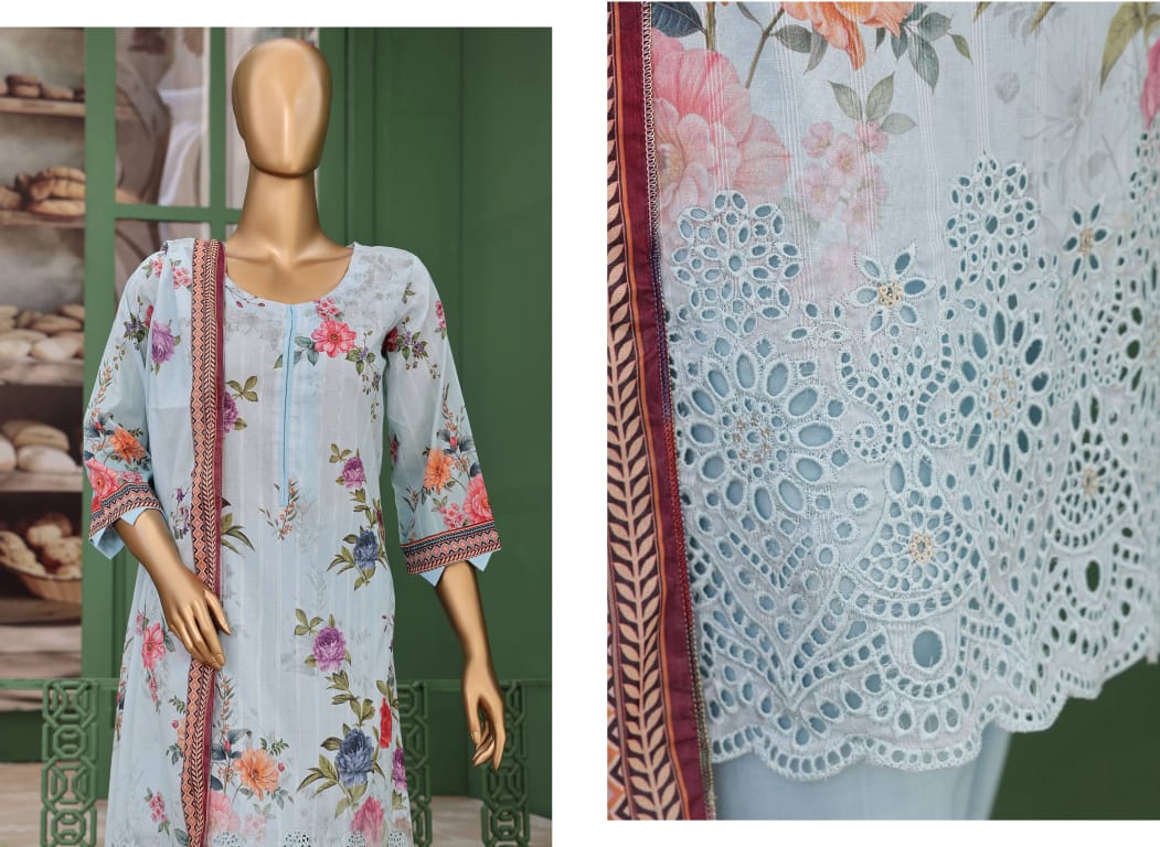 âœ¨ VIVARI  âœ¨ 3 Piece  Luxury Lawn Digital Printed Chickenkari Lawn Shirt/ Luxury Digital Printed  Pure Lawn/Unstitched Suit New Collection For Womens