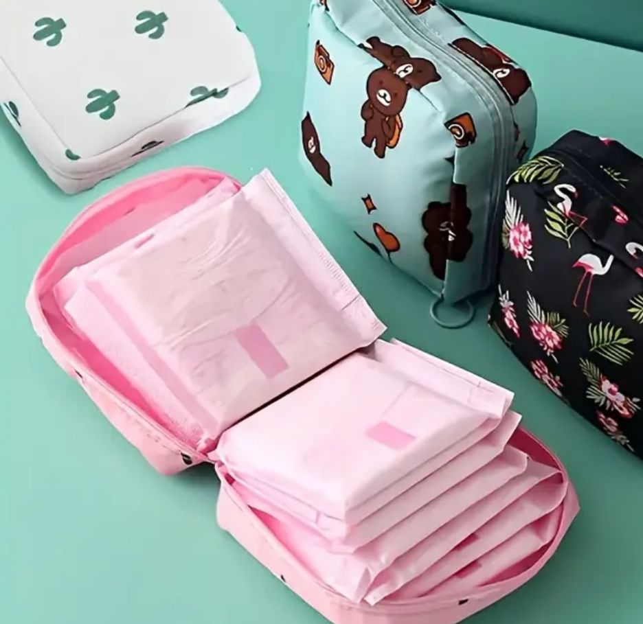 Women Portable Pouch Napkin Cosmetic Bags Organizer / Sanitary Pads Storage Bag / Ladies Makeup Bag Girls Hygiene Pad Bag (random Design &amp; color)