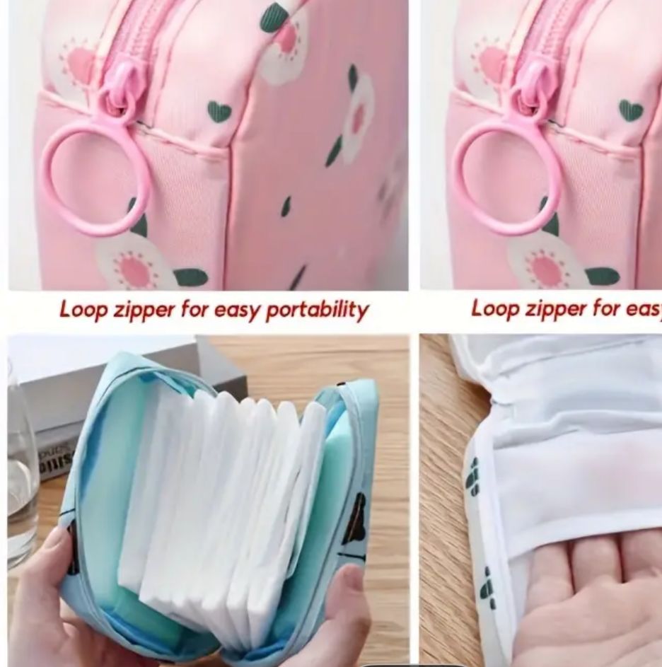 Women Portable Pouch Napkin Cosmetic Bags Organizer / Sanitary Pads Storage Bag / Ladies Makeup Bag Girls Hygiene Pad Bag (random Design &amp; color)