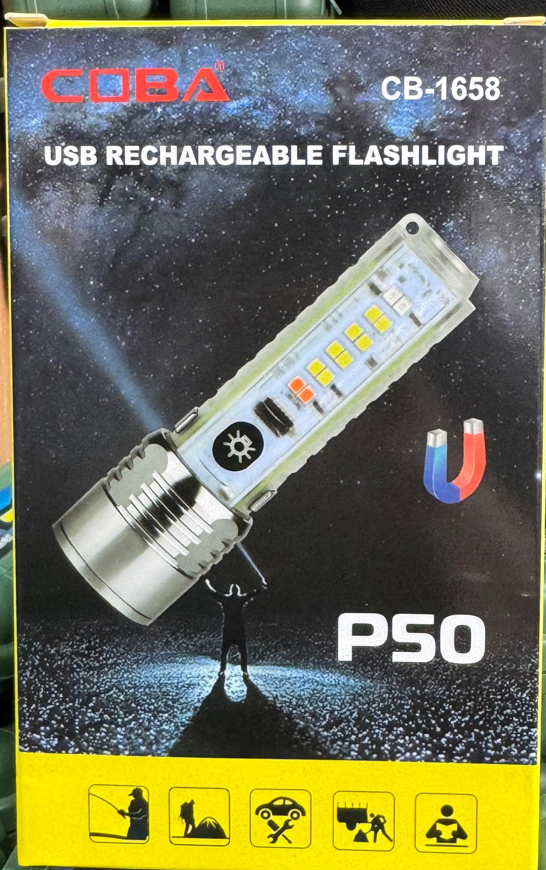 Coba Mini LED Torch Light - Coba CB 1658 â€“ Super Bright Handheld Tactical LightÂ  | Multiple Modes | Zoom-able Electric Flashlight for Camping, Hiking &amp; Cycling ( Random Color )