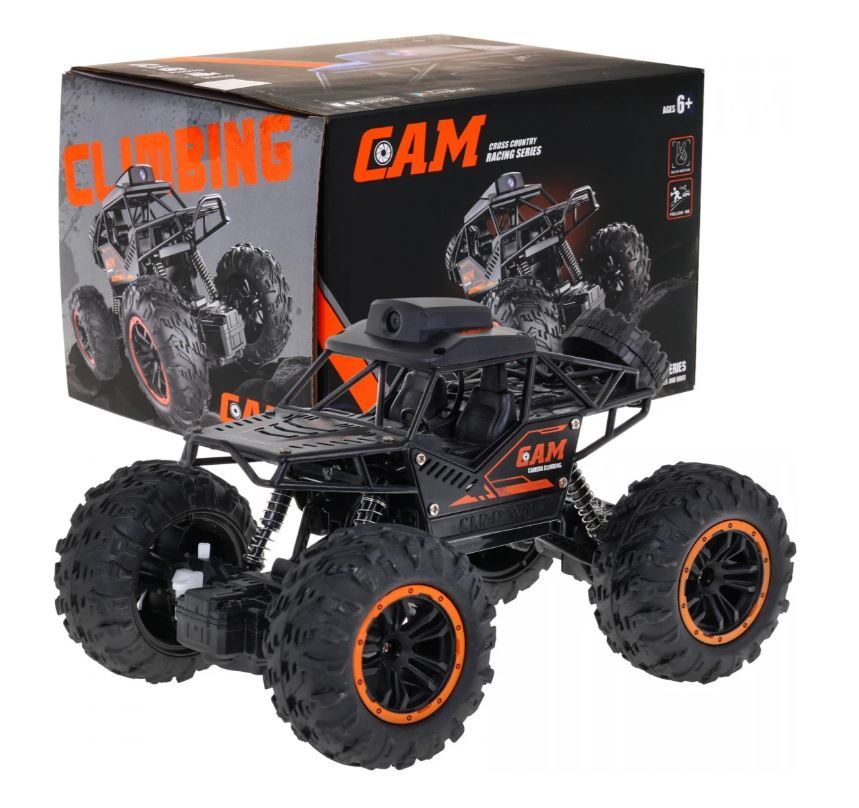 Crawler Cross Country Car With Camera | Remote Control Car With Camera WiFi 720P HD FPV Camera, 2.4Ghz 1:18 Scale Off-Road Remote Control Rechargeable Monster Truck Toys for Boys - Color Black | Toys For Kids | Remote Control Car | RC Car |