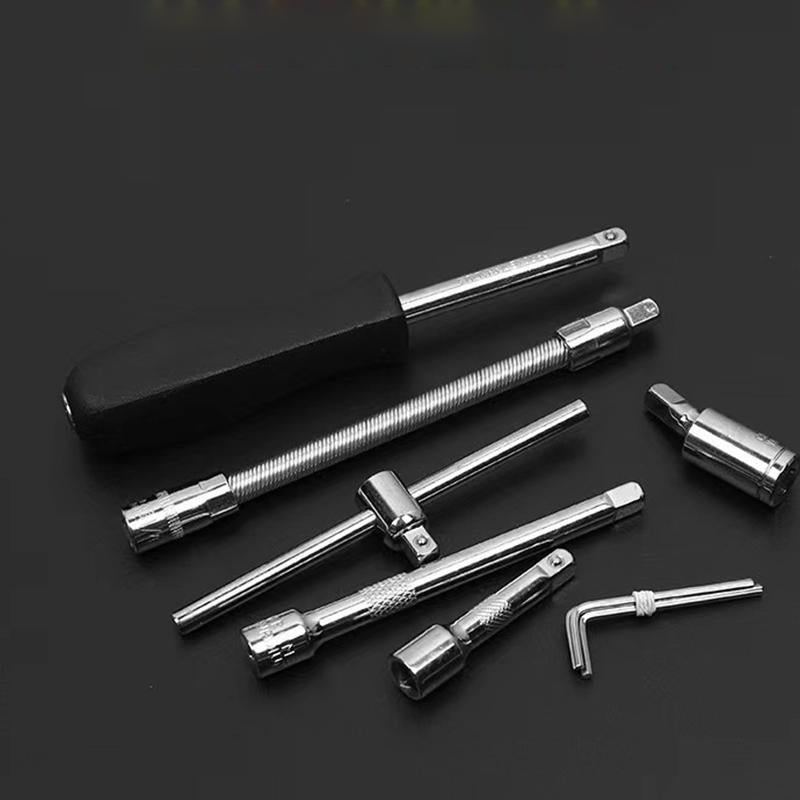 46-Piece Professional Socket Wrench Tool Set with Ratchet Handle, Sockets, Screwdriver Bits for Car, Motorcycle, Bicycle, Home Repair, Mechanical Work, Garage and DIY Maintenance Tasks, Portable Heavy-Duty Tool Kit
