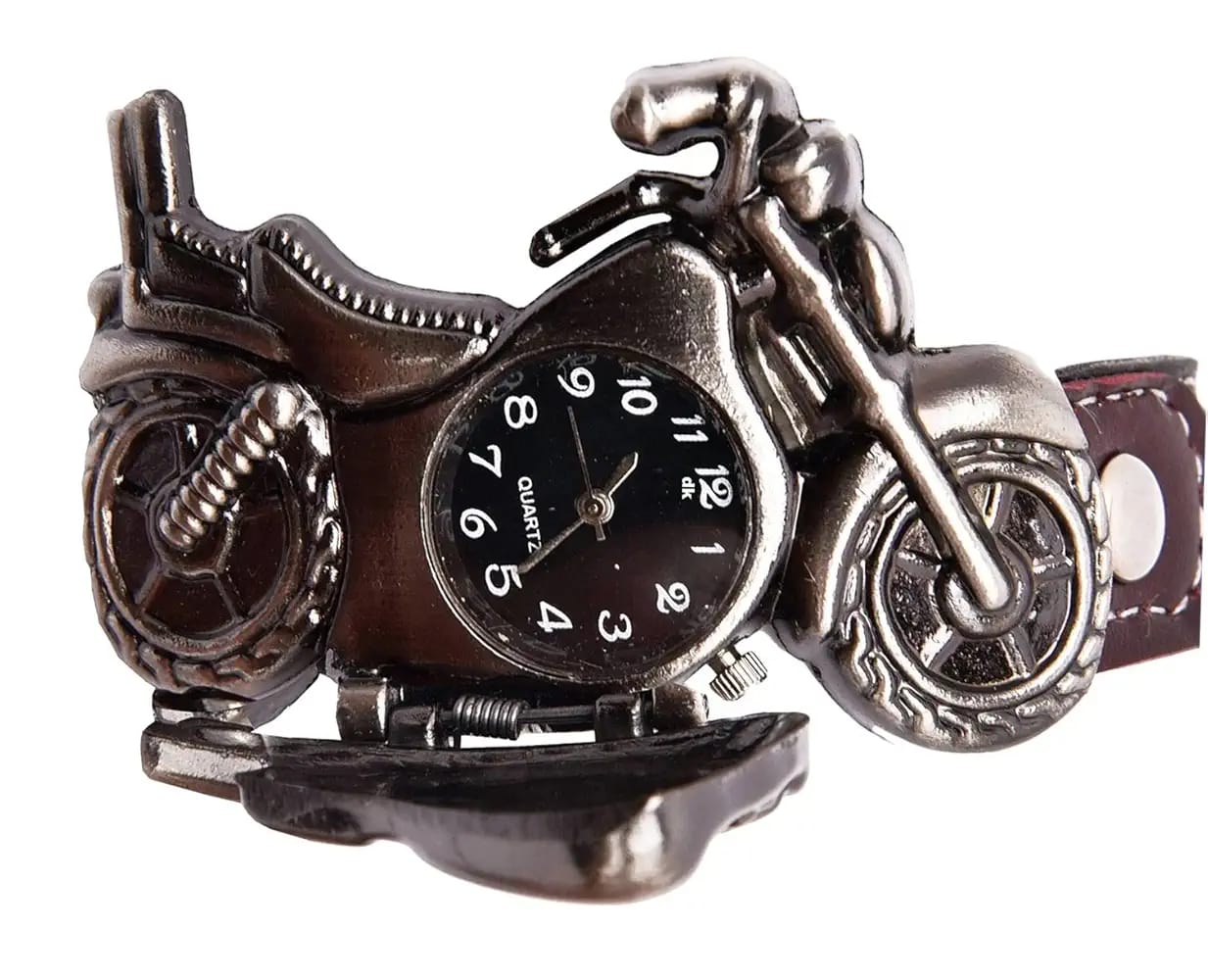 Menâ€™s Motorcycle-Inspired Analog Wrist Watch with Bike Look Stainless Steel Dial â€“ Stylish Daily Watch with Premium Leather Strap (Without Box)