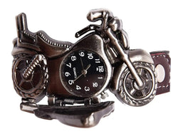 Menâ€™s Motorcycle-Inspired Analog Wrist Watch with Bike Look Stainless Steel Dial â€“ Stylish Daily Watch with Premium Leather Strap (Without Box)