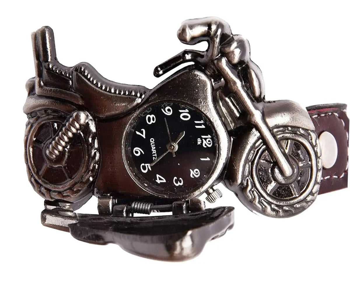 Menâ€™s Motorcycle-Inspired Analog Wrist Watch with Bike Look Stainless Steel Dial â€“ Stylish Daily Watch with Premium Leather Strap (Without Box)