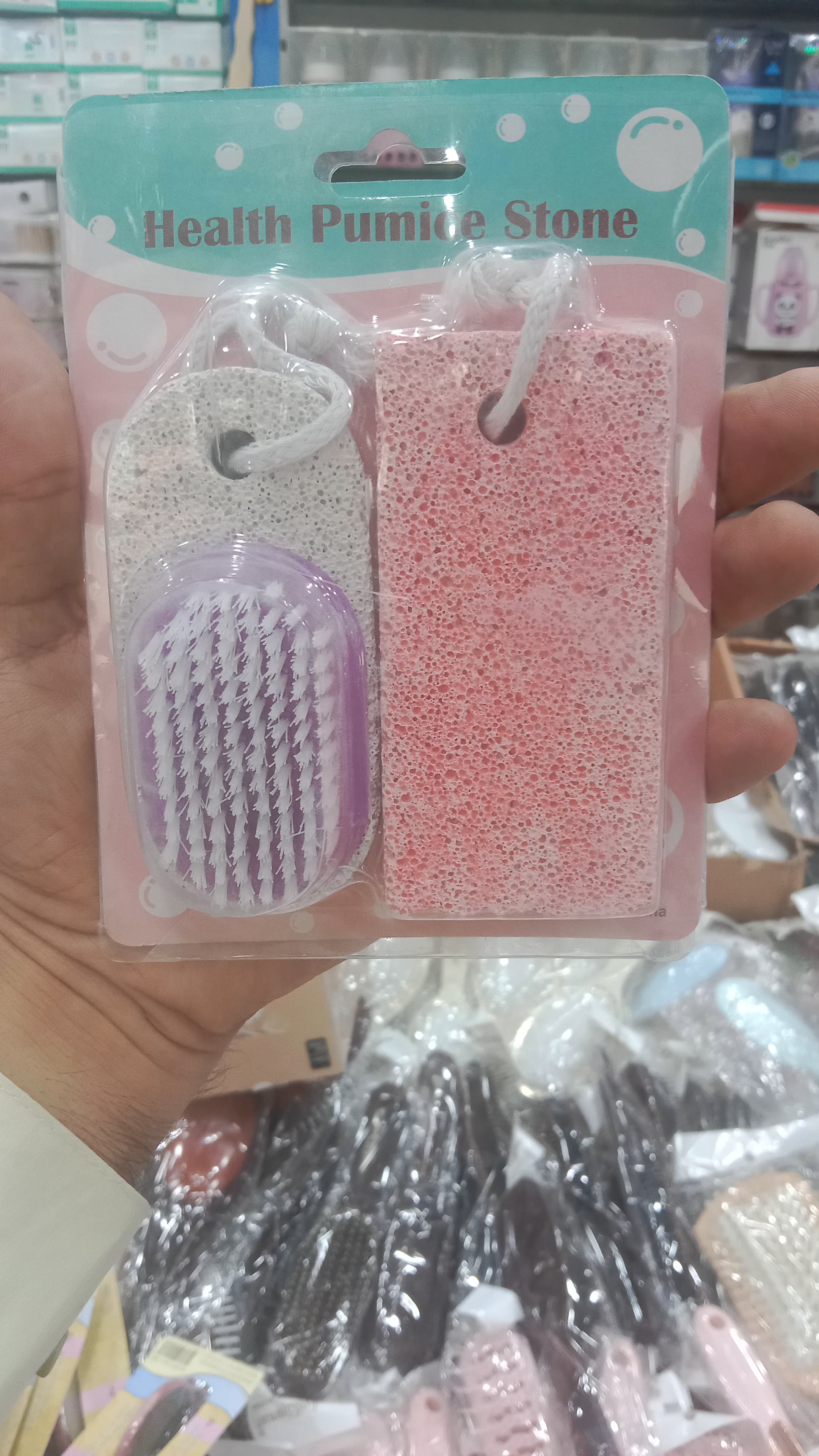 Foot Care Pumice Stone For Feet For Feet Hands And Body Dead Skin Remover Tool | Pumice Foot Grinding Stone Two Piece Set to Remove Dead Skin Calluses Clean Stone Nail Brush to Remove Dirt - 02 PCs - Random Color
