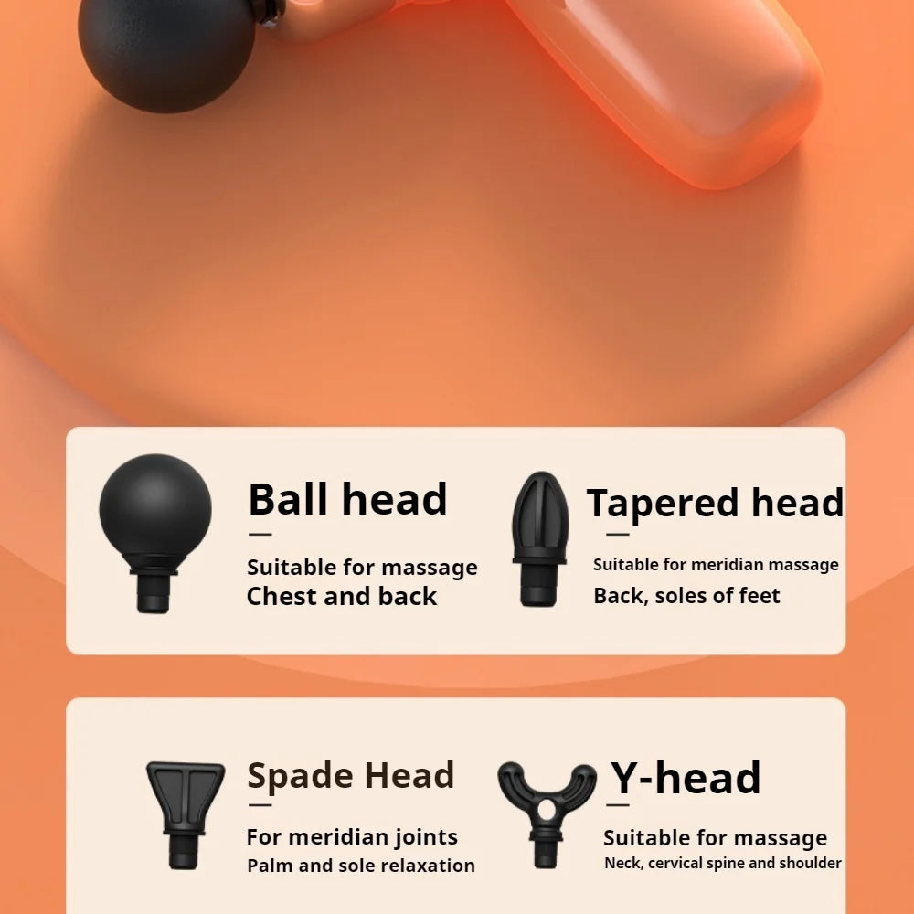 4 in 1 Compact Gun Massager | 5 Speed Levels | Portable Rechargeable Handheld Muscle Pain Reliever Device (Random color)