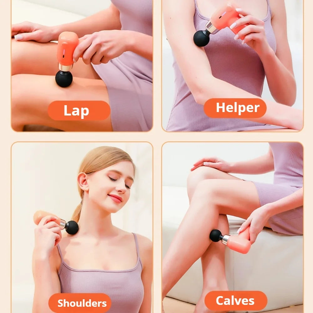 4 in 1 Compact Gun Massager | 5 Speed Levels | Portable Rechargeable Handheld Muscle Pain Reliever Device (Random color)