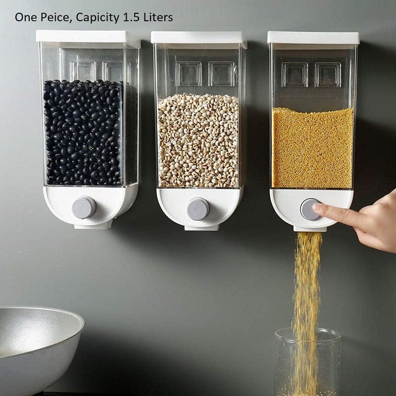 Wall-mounted Dry Food Dispensers For Organized Kitchens, Featuring Clear Containers -Random color | food storage box 1500 ml