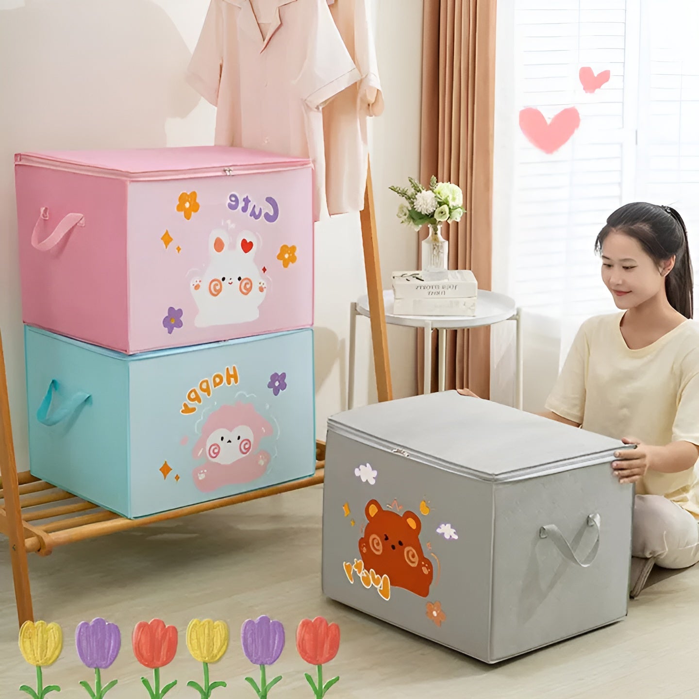 Lucky Teddy Bear Storage Bag - Clothes &amp; Toy Organizer | Cartoon Animal Storage Box (Random Design &amp; color)