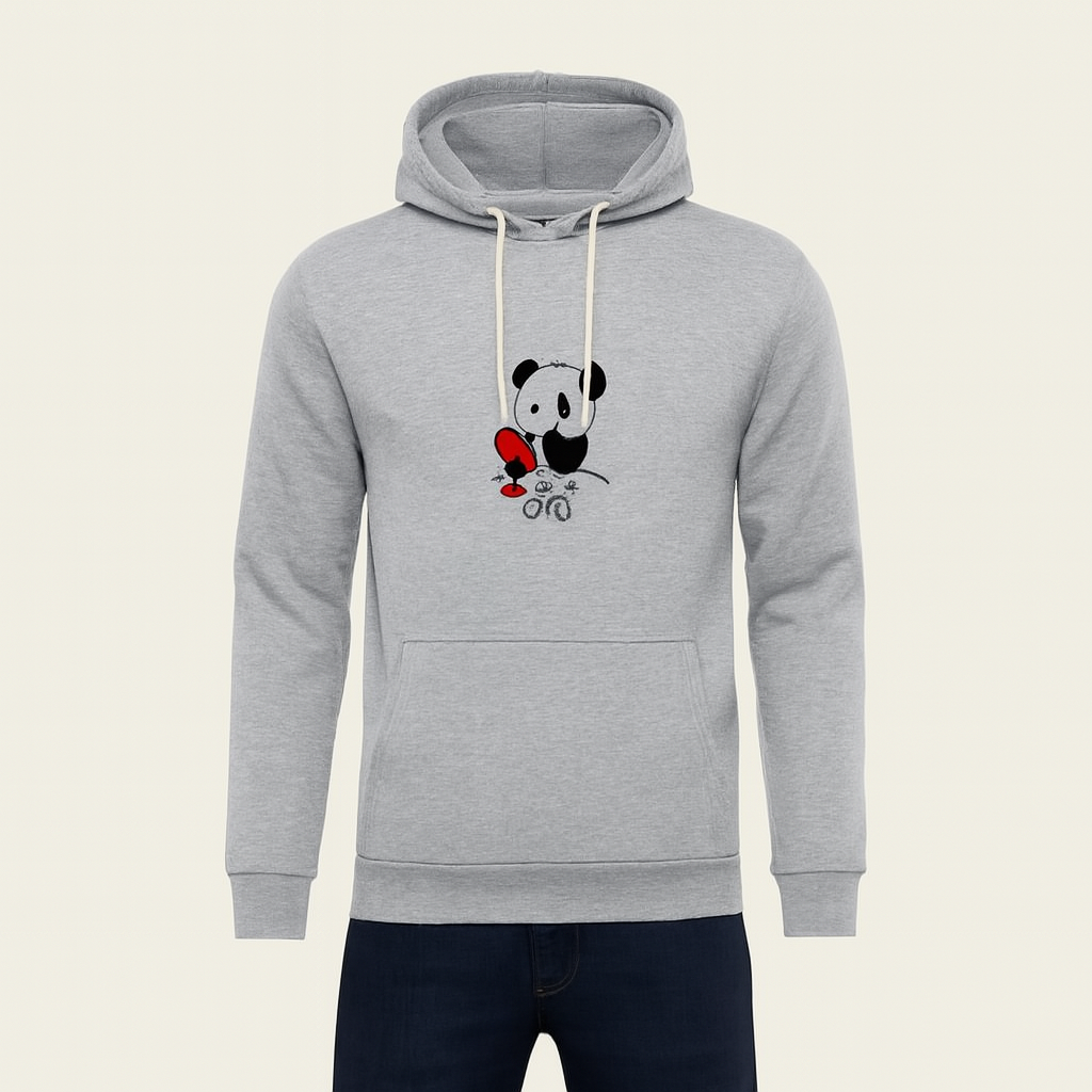 Premium Grey Bear Print Hoodie for Men & Boys – Winter Casual Collection
