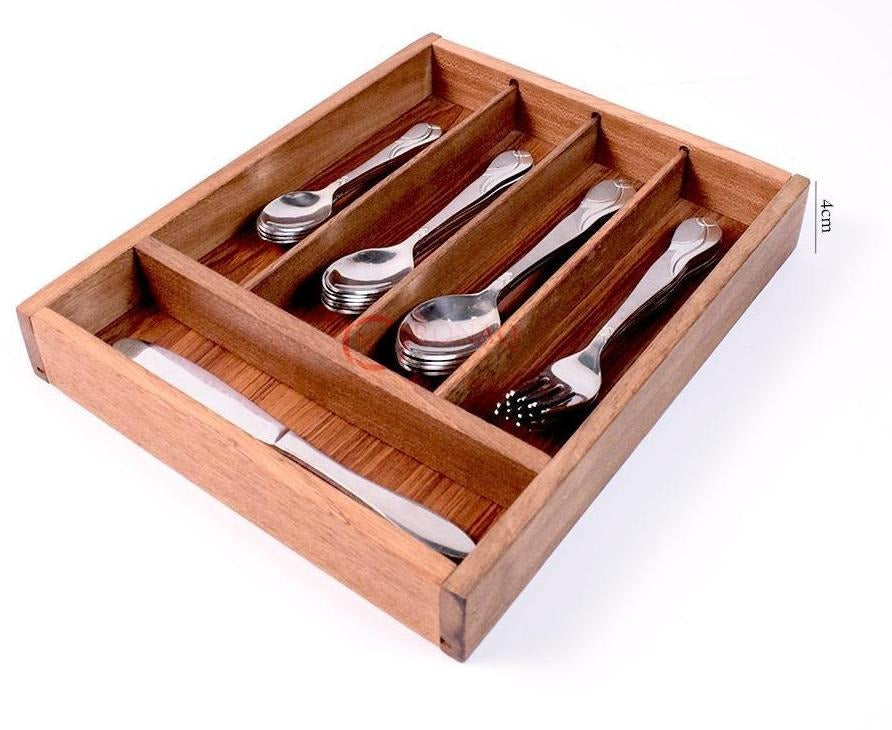 Wood Utensil Holder &amp; Flatware Organizer Tray for Dining and Kitchen Use | Wooden CUTLERY REST WOOD | Wooden Cutlery Rest Tray