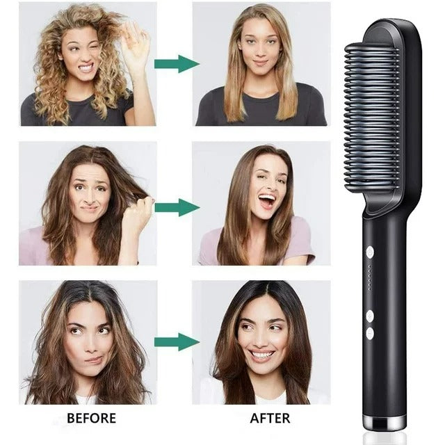 Multifunctional Hair Straightener Brush Heated Brushes Ceramic Anti-Scald Hair Straightening Hot Comb Hair Care Fast Heating