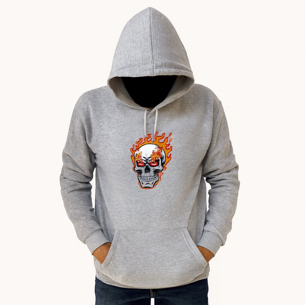 New Winter Collection Full Grey Hoodie ghost Printed For Men And Boys