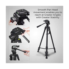 WT-3520 Camera/Camcorder 3-Way Panel Ballhead Tripod Professional Stand