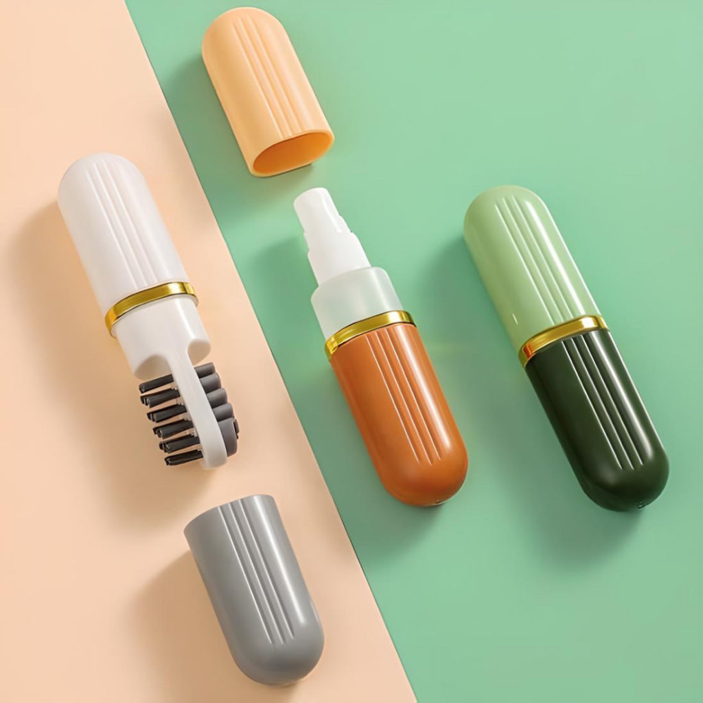 Multifunction Travel Portable Liquid Spray, 2-Sided Rubber Polish Eraser with Soft Bristle Brush (Random color)