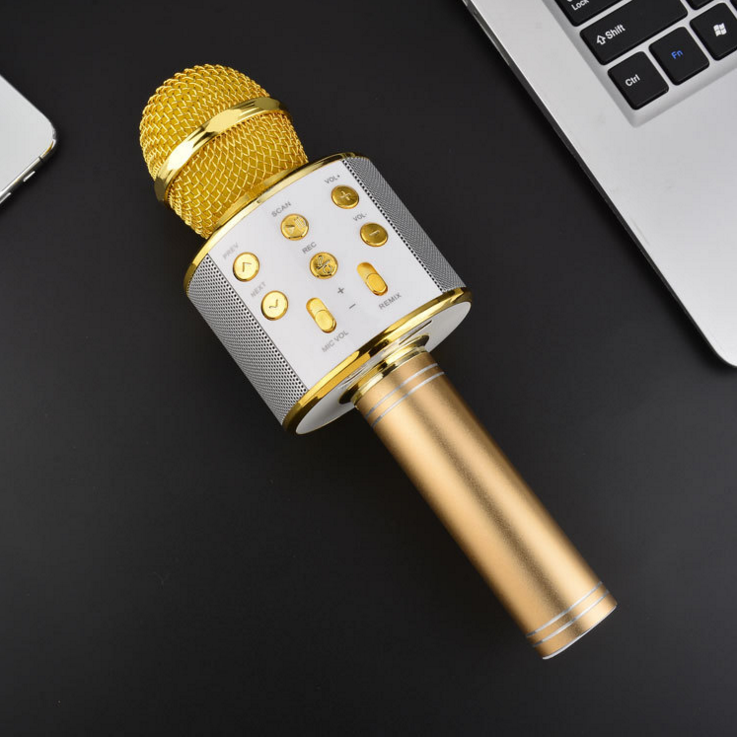 WS-858 Wireless Bluetooth Handheld Karaoke Portable Microphone with Built-in Rechargeable Speaker (random color)