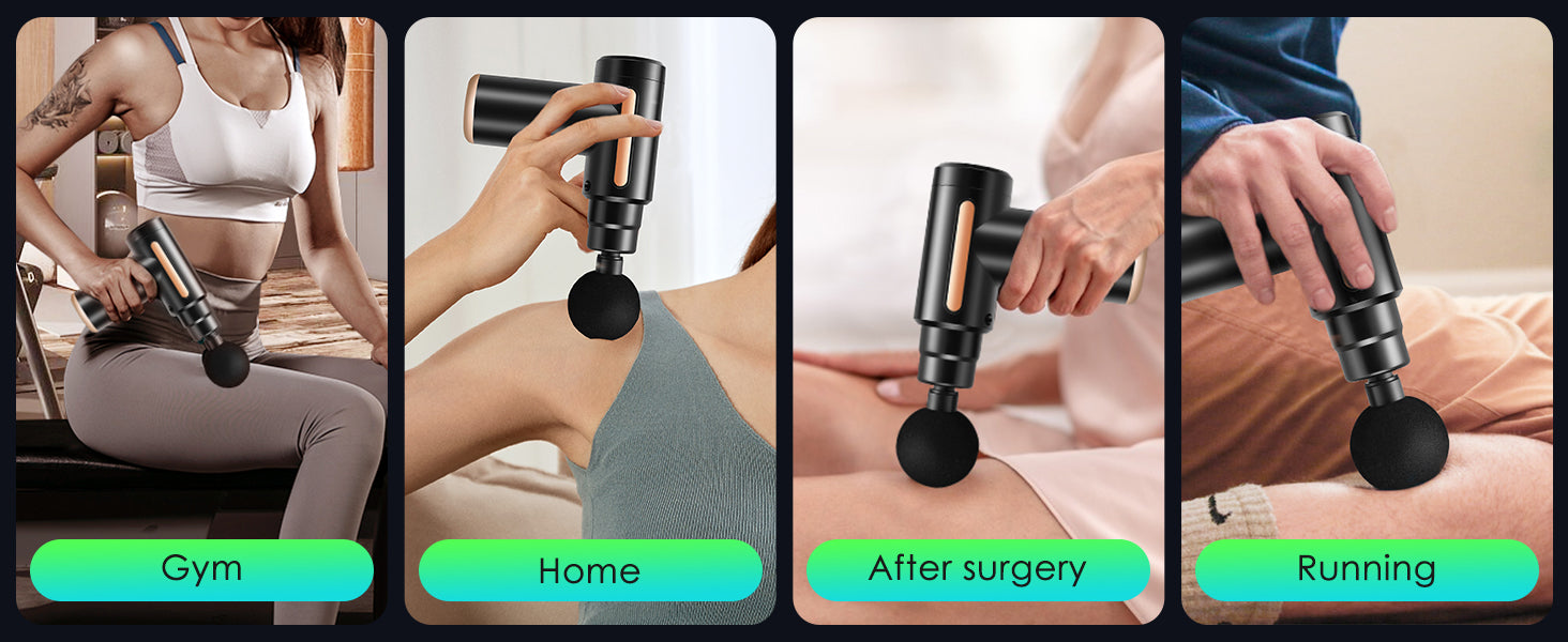 Massage Gun Deep Tissue, Handheld Muscle Massager with 4 Massage Heads, Super Quiet Massage Gun for Muscle Pain Relief Relax Recovery