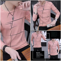Fancy Cotton Jersey Full Sleeves T Shirt For Men | Best Quality Full Sleeves T Shirt For Men | T Shirt For Boys - Pink T-Shirt with Black PrintÂ 
