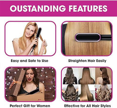 Hair Straightener Iron Brush Straight Hair Comb 2-in-1 Hair Straightener Curling Professional Styling Brush Hair Curler & Straightener For Women