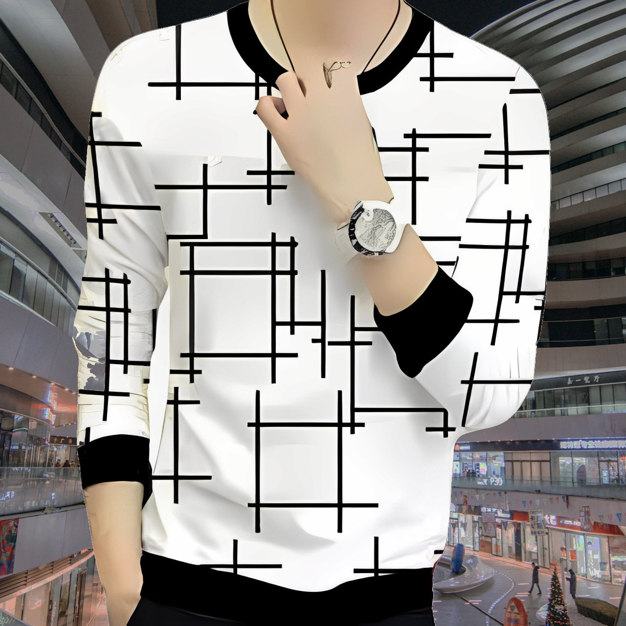 Long life Genuine full sleeves T shirt For Boys | Stay Stylish with a Black Lining Printed Zipper Jacket