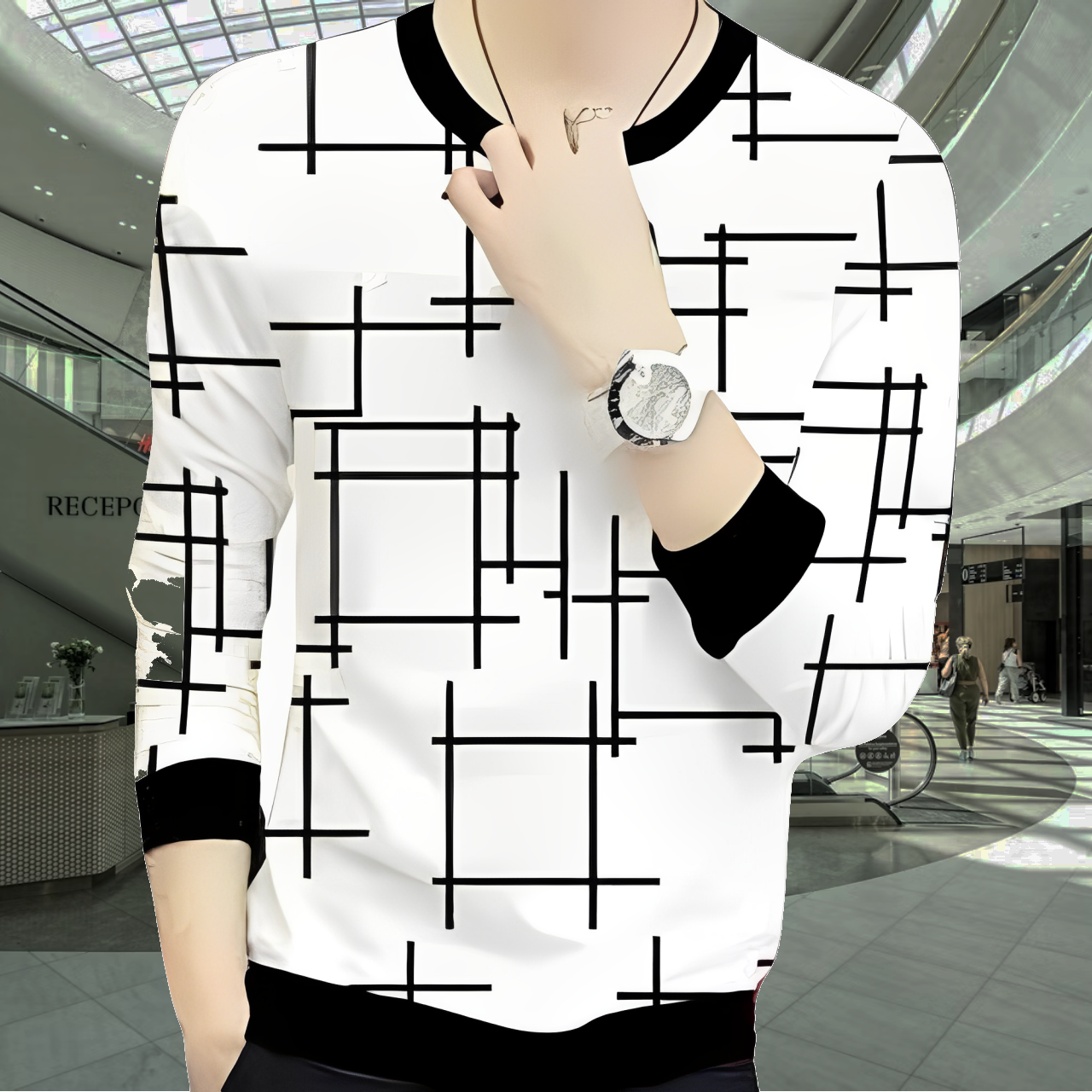 Long life Genuine full sleeves T shirt For Boys | Stay Stylish with a Black Lining Printed Zipper Jacket