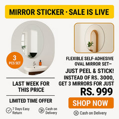 3 Pcs Flexible Self Adhesive Oval Shape Mirror Sticker
