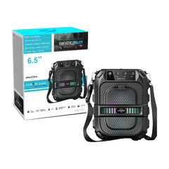 GTS-1191 10W Wireless Portable Bluetooth Speaker with 6.5" Subwoofer, FM Radio, 1200mAh Battery, Loud Volume, USB/AUX/TF Support, Belt Strap for Outdoor Travel, Party, Picnic, Camping Use