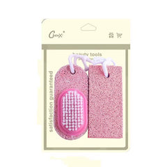 Foot Care Pumice Stone For Feet For Feet Hands And Body Dead Skin Remover Tool | Pumice Foot Grinding Stone Two Piece Set to Remove Dead Skin Calluses Clean Stone Nail Brush to Remove Dirt - 02 PCs - Random Color