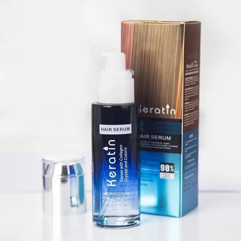 Keratin Hair Serum with Collagen &amp; Morocco Oil 80 ml | Intensive Treatment for Damaged Hair Professional Salon Formula for Moisturizing, Smoothing, Nutrition, and Shine | Hair Keratin SerumÂ 