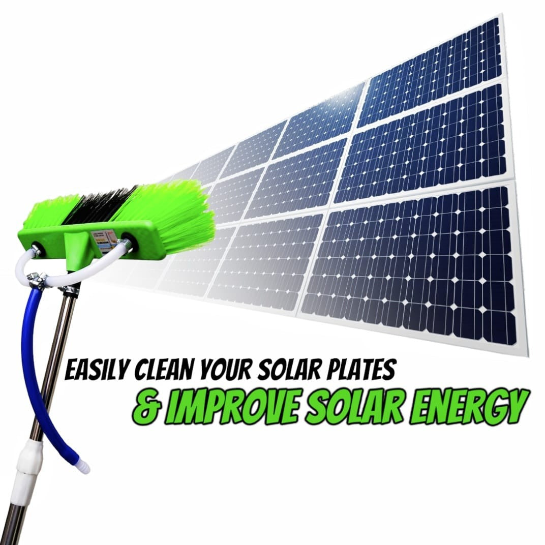 6ft ExtendableÂ  Steel Solar Panel Cleaning Brush with Water Flow System Long Reach Rod, Soft Bristle Head for Streak-Free, Efficient Solar Panel Maintenance | Solar Panel Cleaning Brush (Without Box)