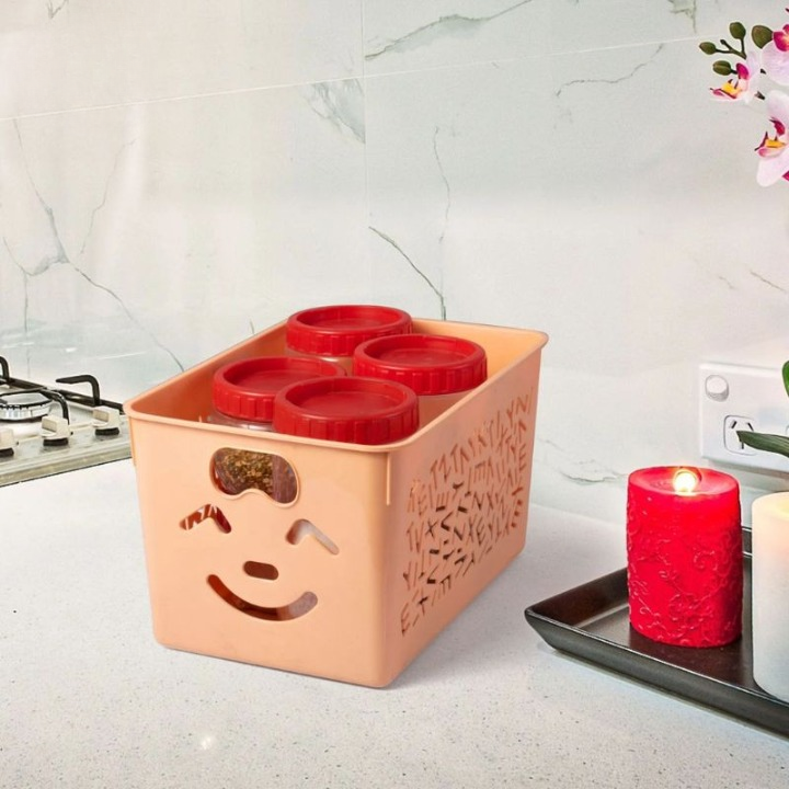 Pack of 3 Smile basket | Storage Organizer Basket |  Multipurpose Baskets For Kitchen, Home, Office &amp; Bathroom (Random color)