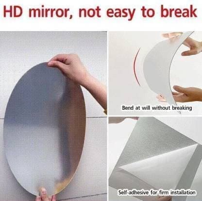 3 Pcs Flexible Self Adhesive Oval Shape Mirror Sticker