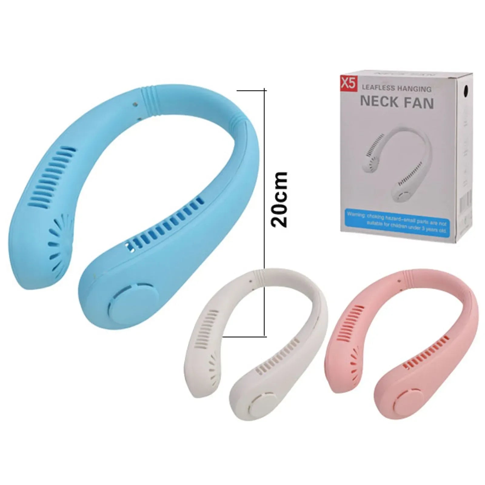X5 Leafless Hanging Neck Fan with Adjustable Neck Band - Portable Rechargeable Neck Fan - Neck Fan For Summer (Random Color)