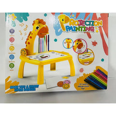 Table with light and with music inside | Mini Art Drawing Board Leds Projector Light Toy Children Kids Painting Table Small Desk (Random Color)
