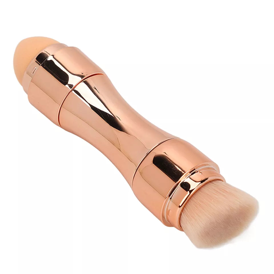 Max Factor x 4 in 1 makeup brush  Set Portable Mini Travel Makeup Brushes Makeup Brush Mini 4 in 1 Kit for Travel Cosmetic Applicator Foundation Sponges Brushes Concealer Professional Make Up Tools (random color)