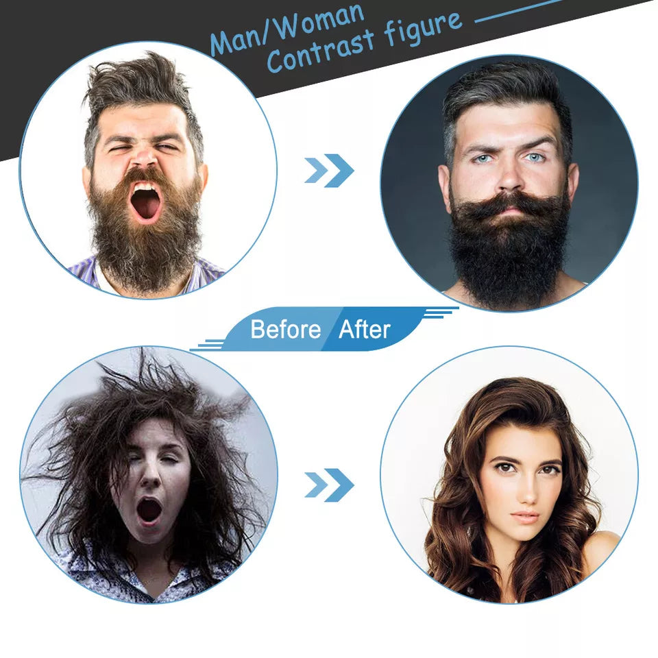 Rechargeable Hair Curler Beard Shawl Comb Multi functional Hair Straightener Comb Brush - Imported
