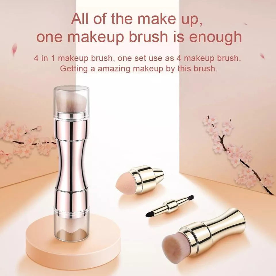 Max Factor x 4 in 1 makeup brush  Set Portable Mini Travel Makeup Brushes Makeup Brush Mini 4 in 1 Kit for Travel Cosmetic Applicator Foundation Sponges Brushes Concealer Professional Make Up Tools (random color)