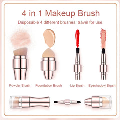 Max Factor x 4 in 1 makeup brush  Set Portable Mini Travel Makeup Brushes Makeup Brush Mini 4 in 1 Kit for Travel Cosmetic Applicator Foundation Sponges Brushes Concealer Professional Make Up Tools (random color)