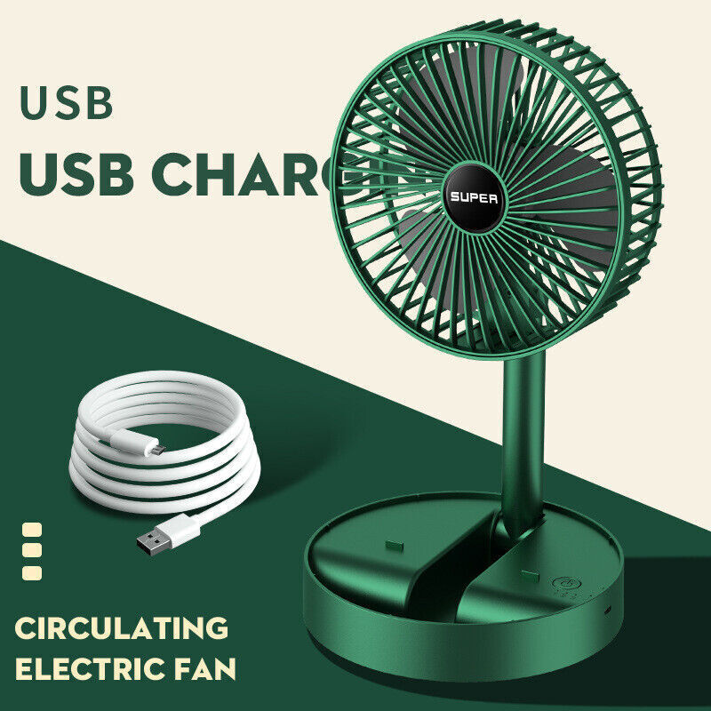 Portable Rechargeable Telescopic Folding Fan | USB Foldable | Table Desk Fan | Telescopic Design Floor | 3 Speeds Rechargeable, Foldable, Adjustable height Fan(random color )
