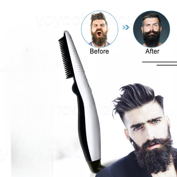 Rechargeable Hair Curler Beard Shawl Comb Multi functional Hair Straightener Comb Brush - Imported